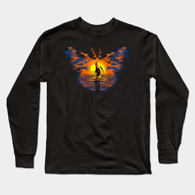 Float Like A Butterfly Long Sleeve T-Shirt by stevenlefcourt